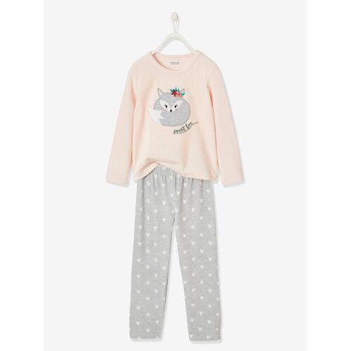 Pyjama Fille Velours Renard Rose Clair