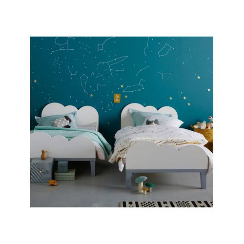 Lit Évolutif Enfant Ligne Nuage Blanc/Gris