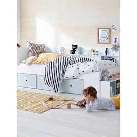 Lit Plateforme Enfant Avec Rangements Baseo Bleu Grisé