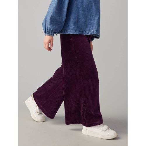 Pantalon Large En Velours Fille Prune