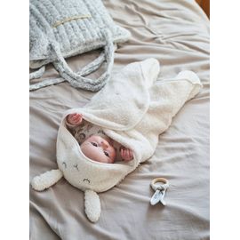 Plaid Chancelière Bébé En Peluche, Doublé Jersey Ivoire