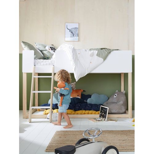 Lit Enfant Mi-Hauteur Réversible Zig-Zag Blanc
