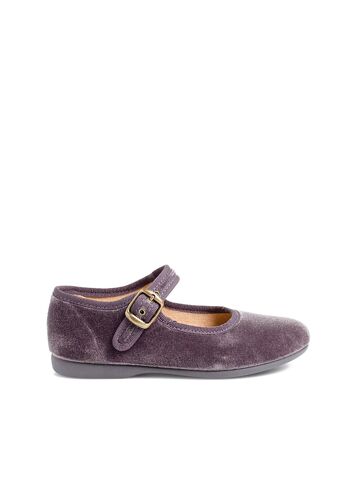 Chaussures Babies Fille En Velours Fermeture Boucle Gris