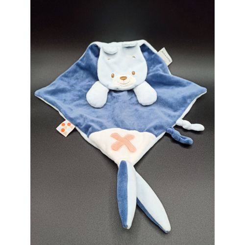 Doudou plat ours bleu - Budiezzz - NATTOU - croix blanc