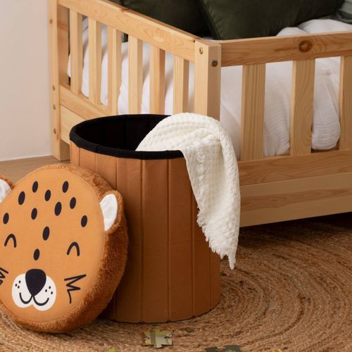 Pouf-Coffre Enfant Rangement Orange