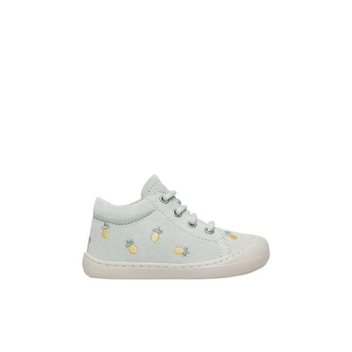 Chaussures Premiers Pas En Suède Cocoon Embr.pineapples Vert Menthe