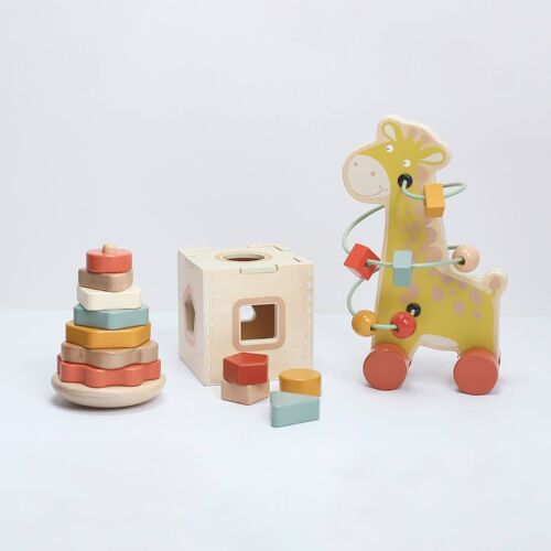 Coffret De 3 Jouets D'éveil En Bois Multicolore