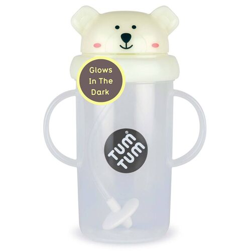Grande Tasse Anti Fuite + Paille Lestée Ours Polaire Phosphorescent - 300 Ml Jaune
