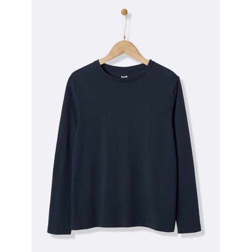 T-Shirt Manches Longues 6400 Bleu Fonce Uni Avec