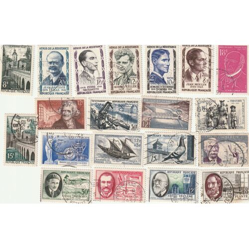 20 Timbres Oblitérés De France Emis En 1956 Et 1957