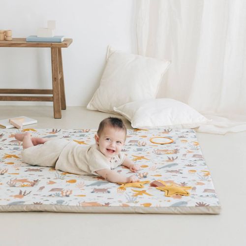 Tapis De Motricité Enrollagateo Coton Biologique Motifs Animaux Marins