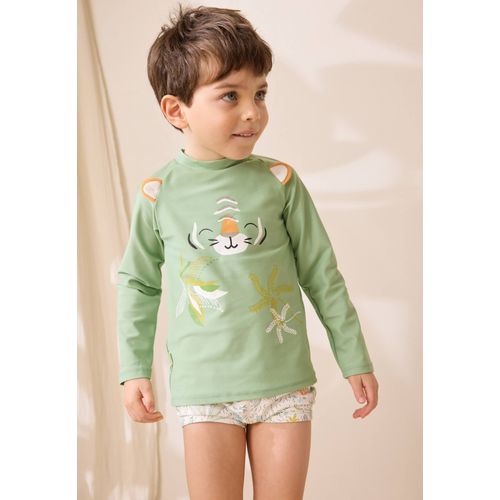Maillot De Bain Bébé 2 Pièces T-Shirt De Protection Uv & Boxer Avec Chapeau Kanha Vert