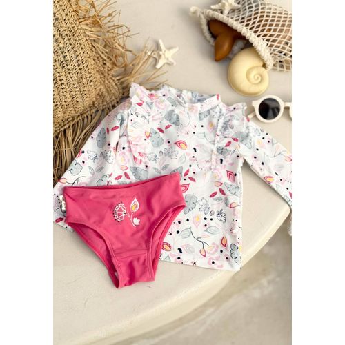Maillot De Bain Bébé 2 Pièces T-Shirt De Protection Uv & Culotte Mindanao Ecru