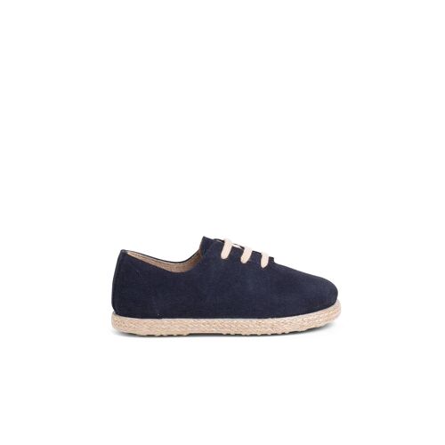 Tennis Avec Lacets En Suède Et Jute Pour Enfant Bleu Marine