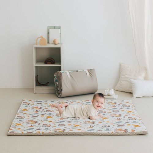 Tapis De Motricité Enrollagateo Coton Biologique Motifs Animaux Marins