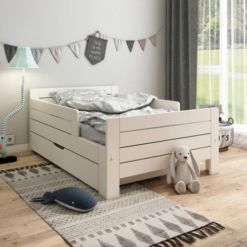 Lit Évolutif Avec Tiroir Et Matelas Pin Massif Edouard Blanc