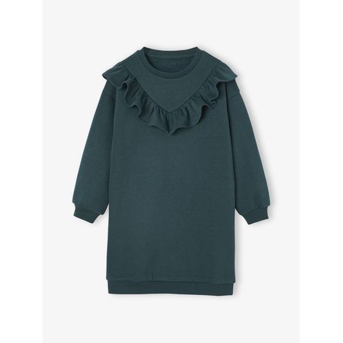 Robe En Molleton À Volant Fille Vert Émeraude