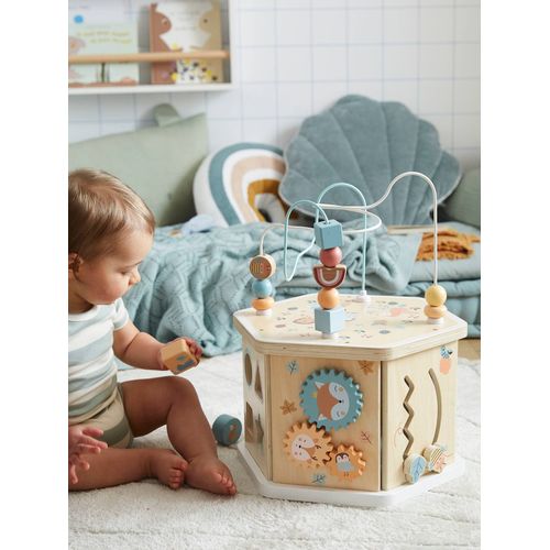 Grand cube d'activités hexagonal Les amis de la forêt en bois FSC® beige