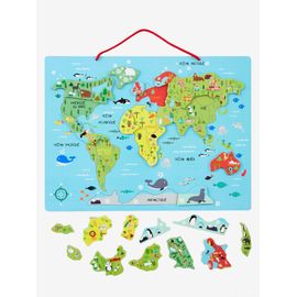 Puzzle Monde magnétique en bois FSC® multicolore