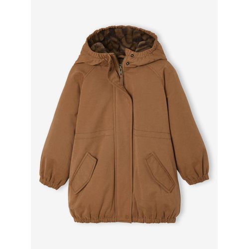 Parka À Capuche Fille Doublée Imitation Fourrure Camel