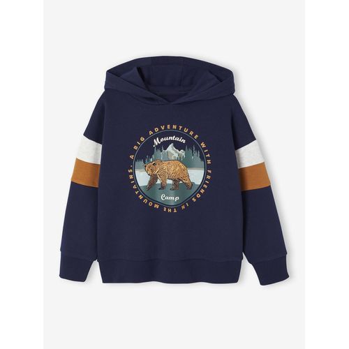 Sweat Capuche Print Placé Marine