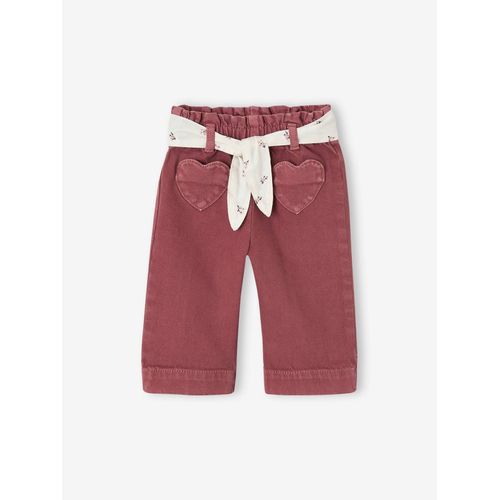 Pantalon Couleur Large Bébé Fille Avec Ceinture À Nouer Violine