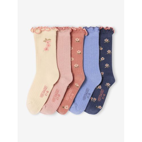 Lot De 5 Paires De Chaussettes Fleurettes Fille Assorties