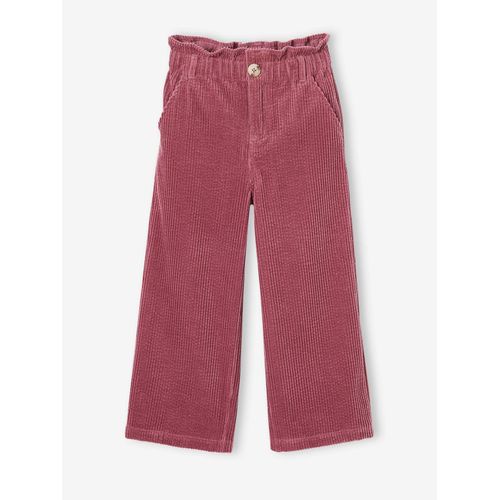 Pantalon Large En Velours Côtelé Style Paperbag Fille Mauve