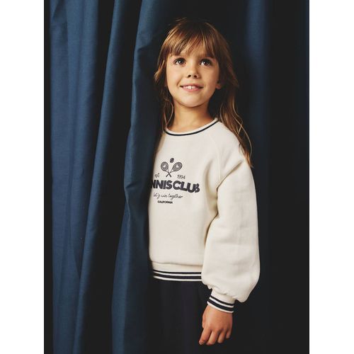 Sweat Sport Motif Tennis Club Fille Écru