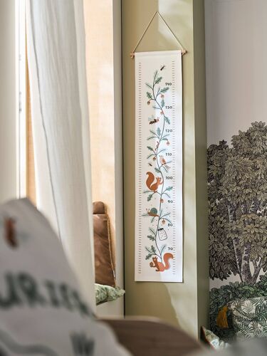 Toise textile écureuil MA CABANE blanc / vert