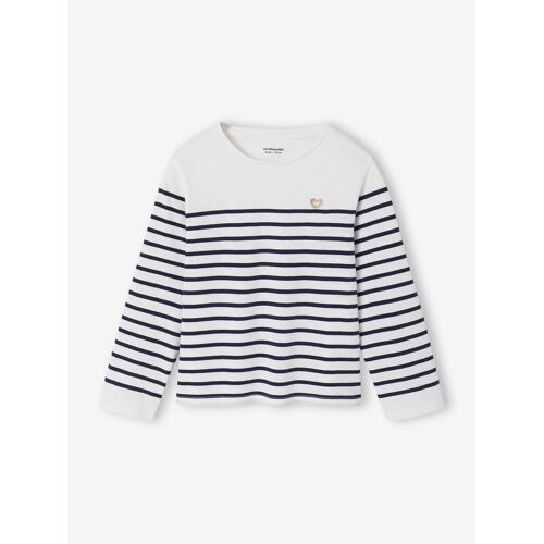 Tee-Shirt Marinière Manches Longues Fille Rayé Bleu