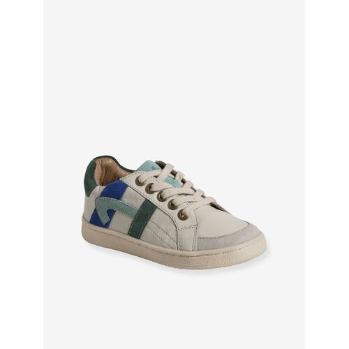 Baskets Enfant Garçon Collection Maternelle Cuir Zippées Etlastiquéescru