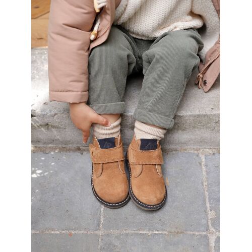 Boots En Cuir Scratchées Bébé Camel