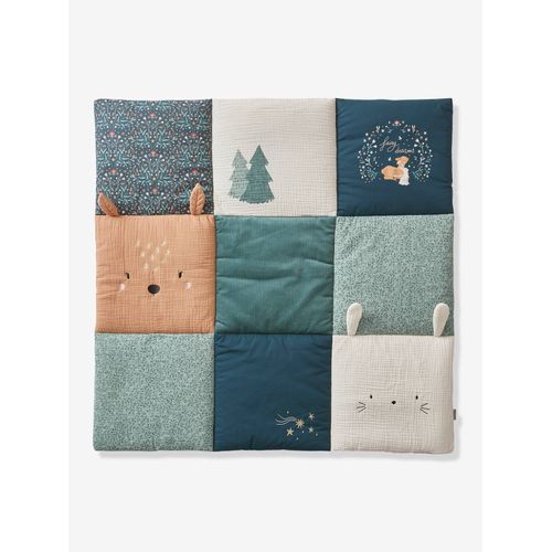 Tapis De Sol / Fond De Parc Patchwork Coton Et Velours Brocéliande Vert Imprimé