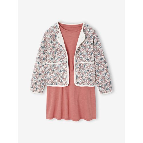 Ensemble Robe Et Gilet Matelassé Fille Bois De Rose