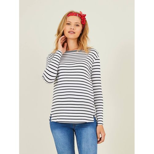 T-Shirt Marinière De Grossesse Et D'allaitement Blanc Clair Rayé Marine