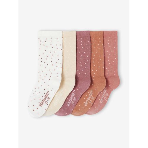 Lot De 5 Paires De Chaussettes À Pois Fille Bois De Rose
