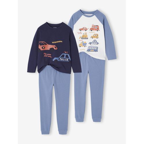 Lot De 2 Pyjamas Garçon Imprimés Véhicules Bleu Nuit