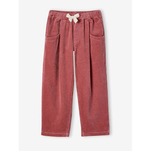 Pantalon Velours Forme Loose Fille Vieux Rose