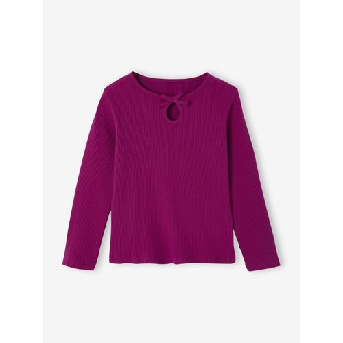 T-Shirt En Côtes Fille Manches Longues Violine