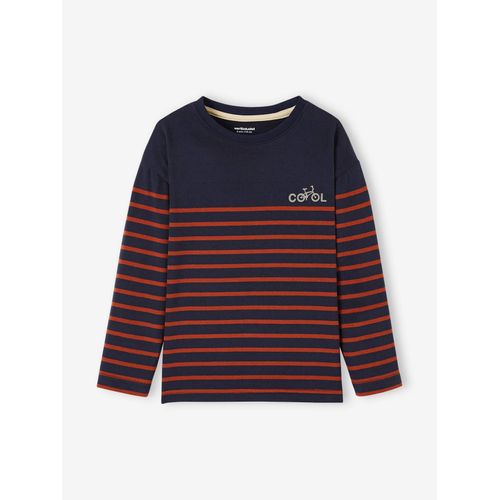Tee-Shirt Marinière Garçon Détail Flocage Velours Encre Rayé