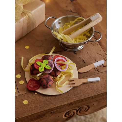 Set de spaghettis en bois FSC et feutrine jaune