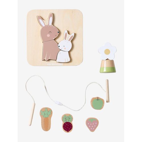 Coffret 3 jeux d'éveil en bois FSC® rose