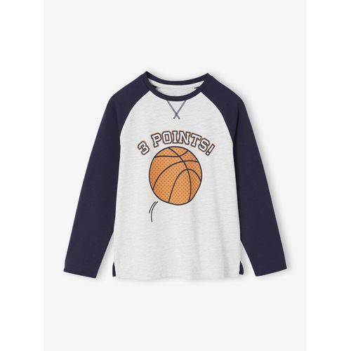 Tee-Shirt Manches Longues Contrastées Garçon Blanc Chiné