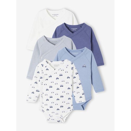 Lot De 5 Bodies Ouverture Naissance Bleu