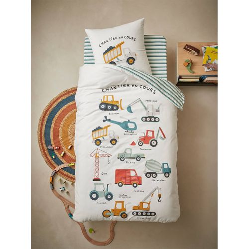 Parure Housse De Couette Enfant Et Taie D'oreiller Quel Chantier ! Écru / Multicolore