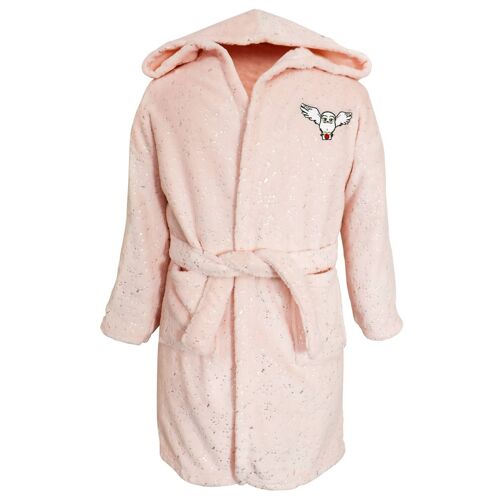Robe De Chambre Brodée À Capuche, Harry Potter Hedwige Rose Clair