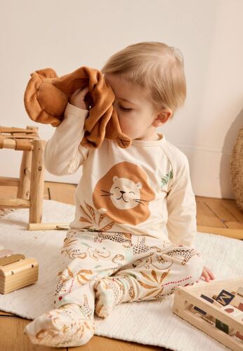 Pyjama Enfant 2 Pièces À Pieds Retroussables Tango Ecru