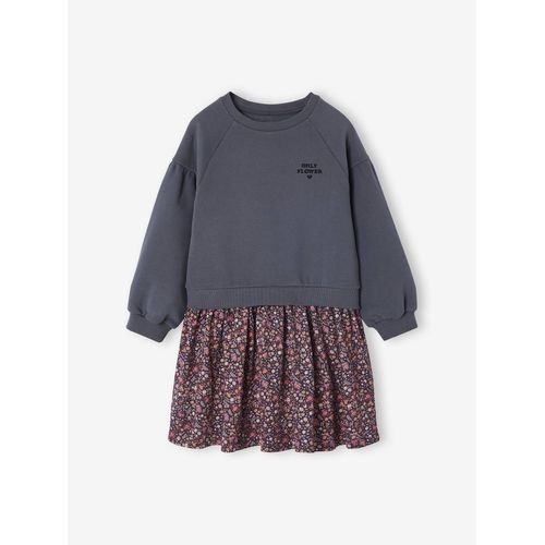 Robe Bi-Matière Fille Anthracite