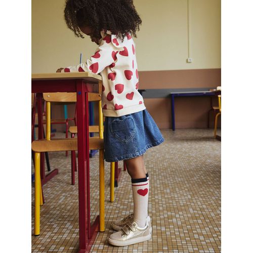 Jupe En Jean À Poche Coeur Fille Denim Brut